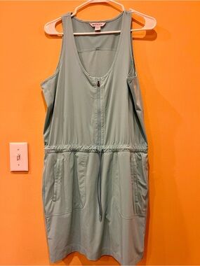 Athleta Seafoam Green Zip-Front Drawstring Athletic Dress
